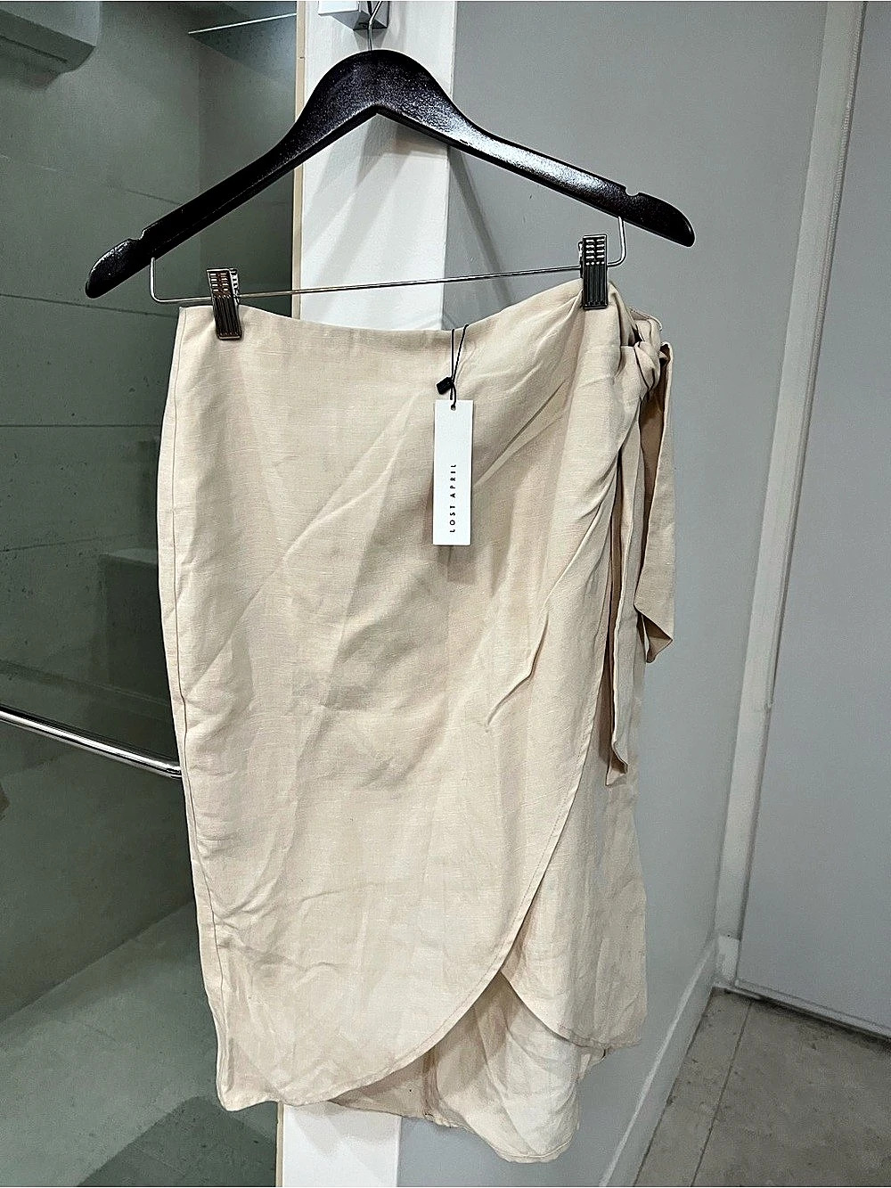 Lost April Asymmetrical Wrap Skirt in Cream NWT size L